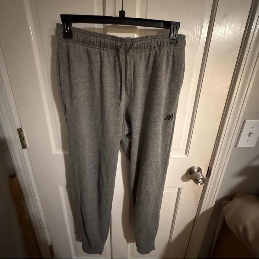 adidas Gray Men's Fleece Joggers with Drawstring Waist